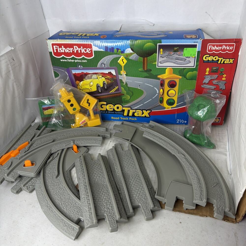 Fisher-Price Geo Trax Rail & Road System Track Pack 10 Pcs Open Box As Pictured